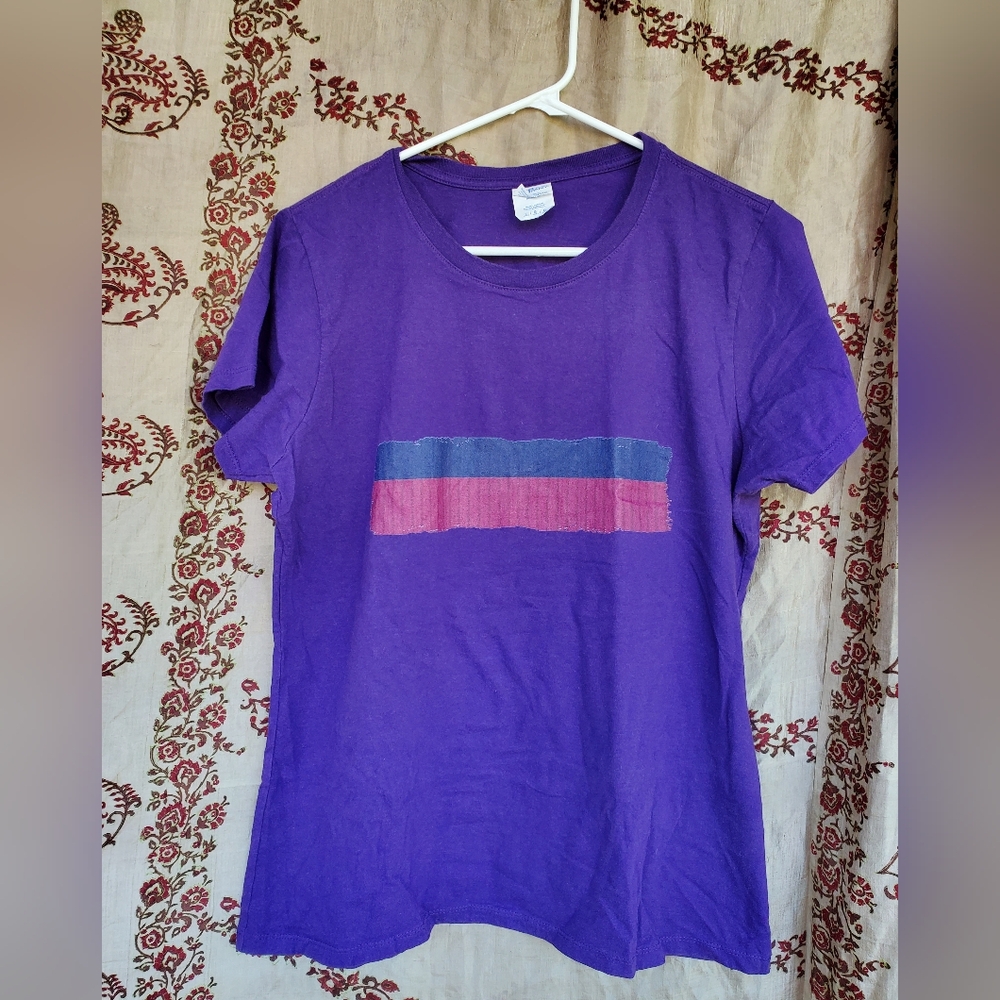 Ramona Flowers Cosplay Purple T-Shirt with  Blue And Pink Stripe Size L